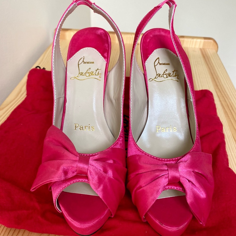 Christian Laboutin Hot Pink Satin Heels